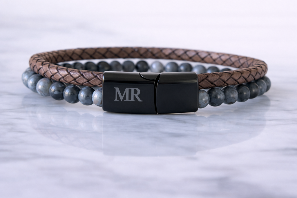 Brown Leather Bracelet with Dark Tiger Eye Beads – cool and stylish