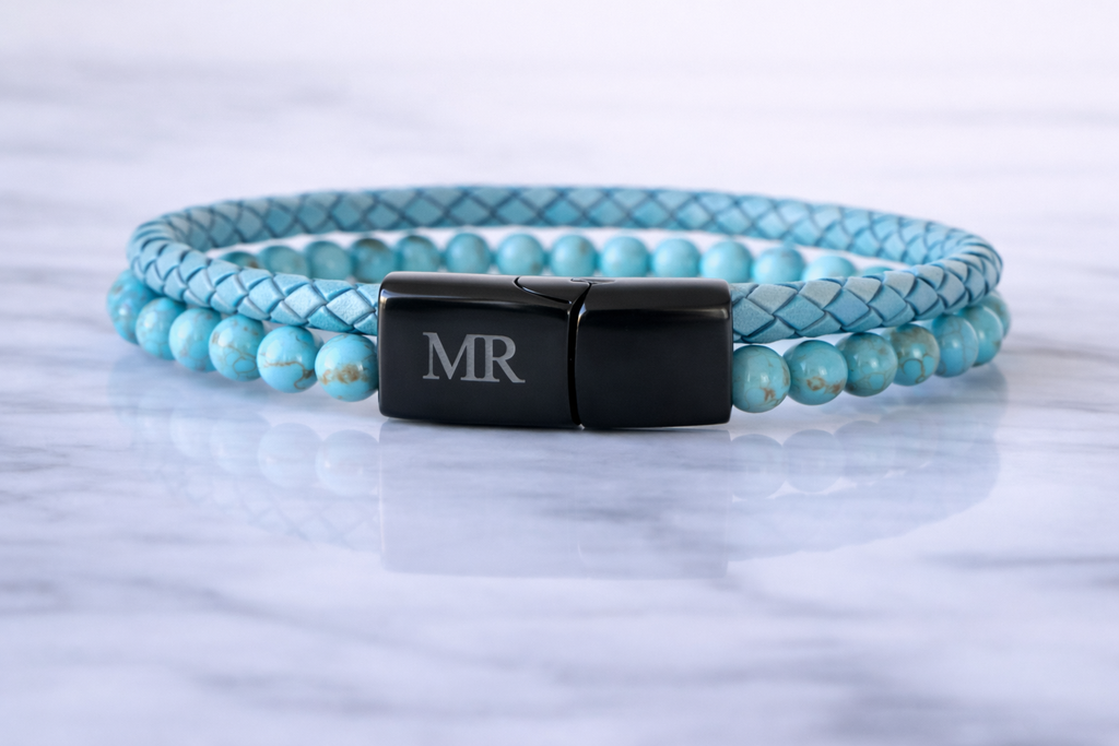 Leather Bracelet with Blue Tiger Eye Beads – cool and meaningful