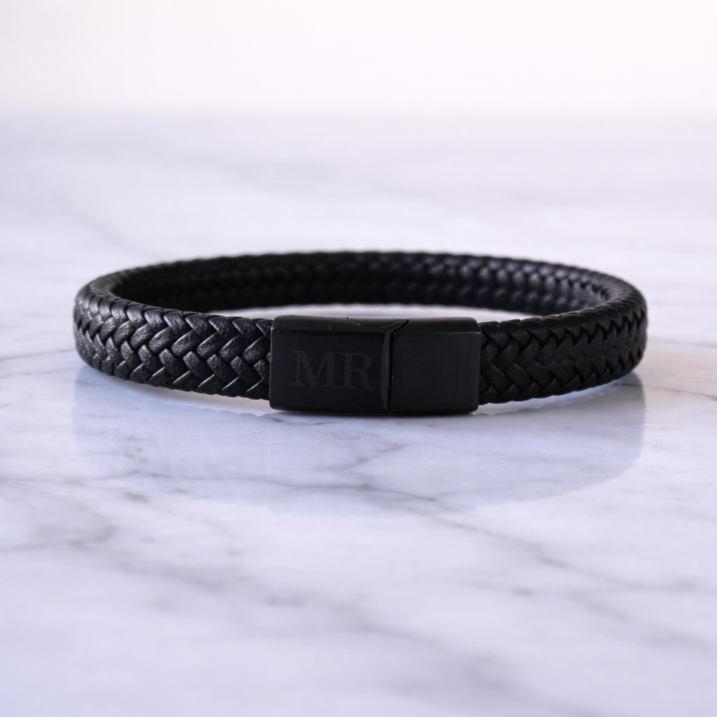 Gevlochten leren armband zwart – robuust en betekenisvol
