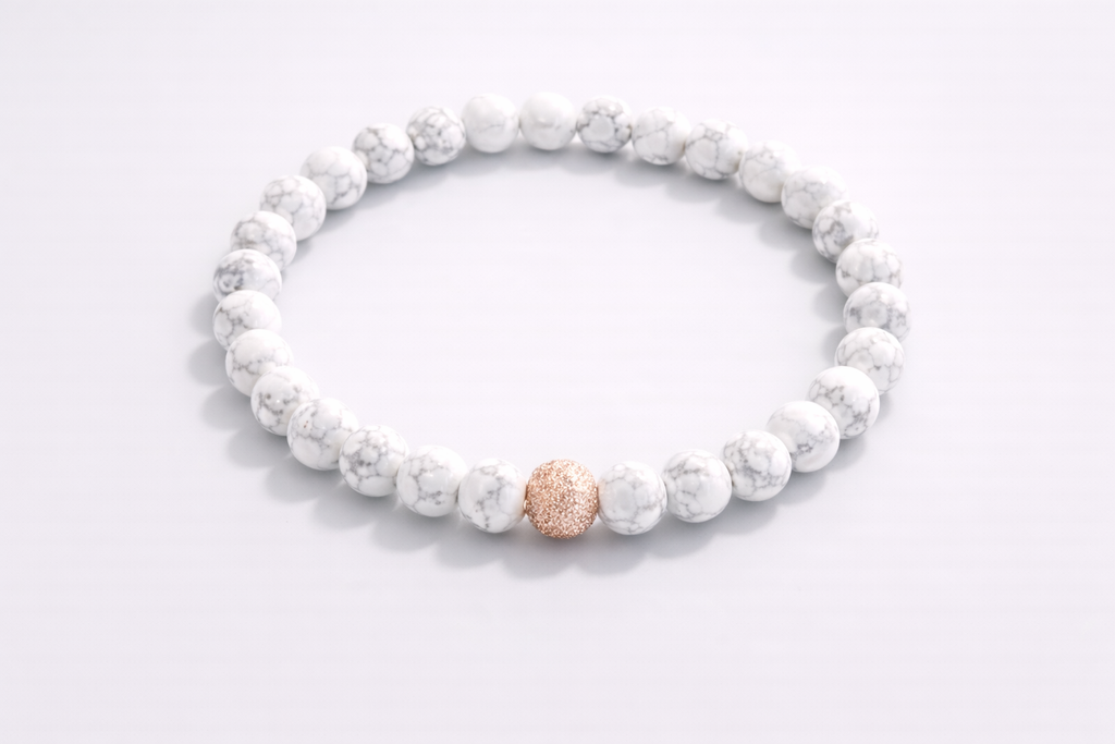 Marble White Bead Bracelet With Orange Bead – Stylish and Powerful