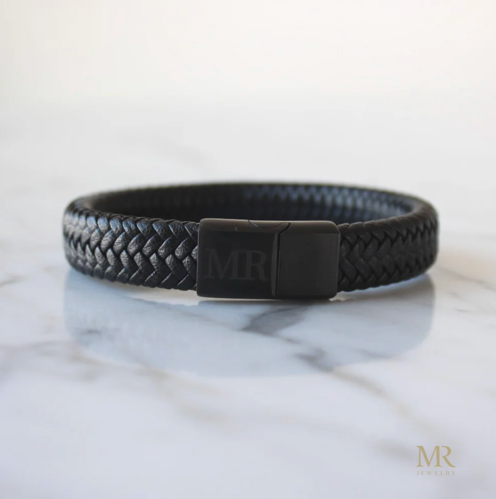Gevlochten leren armband zwart – robuust en betekenisvol