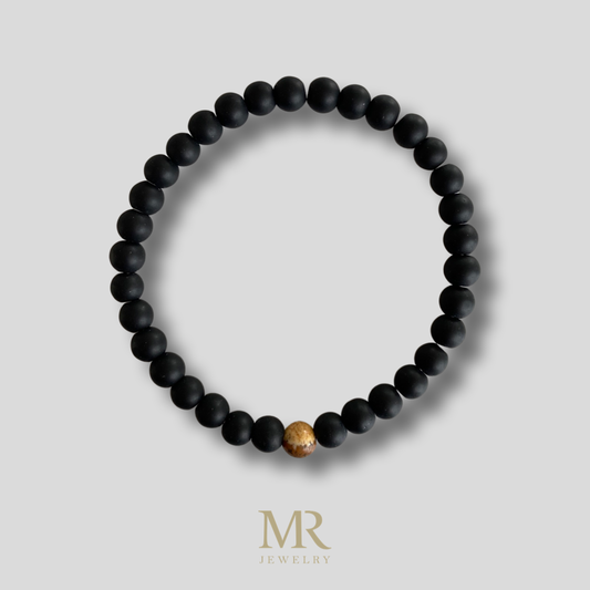MR beads - matt black with light brown tiger eye bracelet
